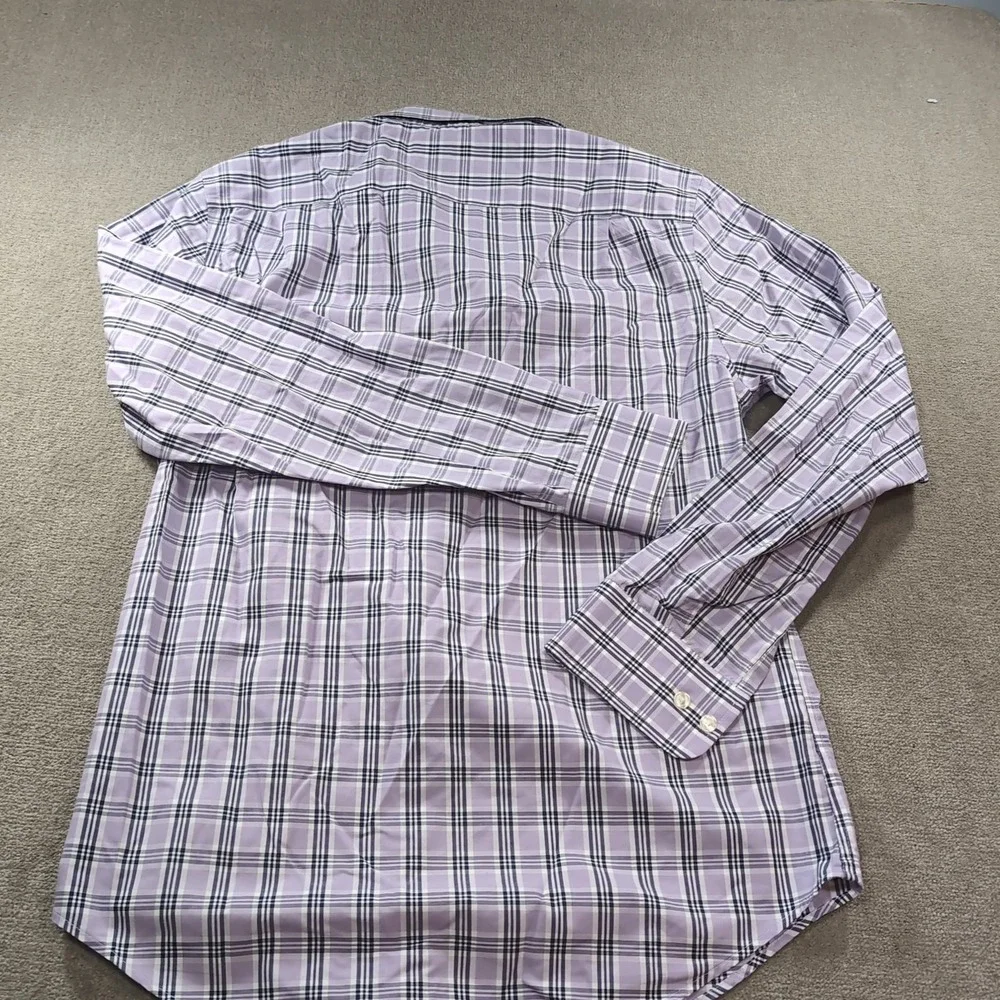 Banana Republic‎ Mens Shirt Purple Plaid Slim Fit Non Iron Casual Button Down M